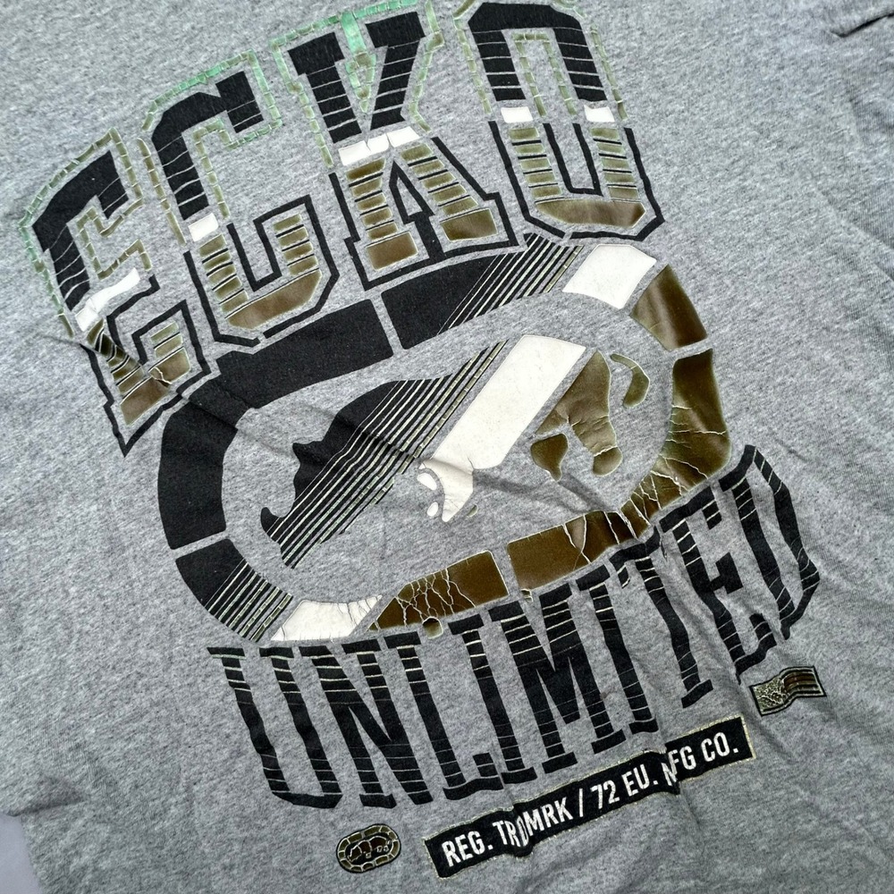 Ecko Unltd Vintage Y2K Graphic T-Shirt Mens XL Grey Rhino Logo Skater Streetwear - Picture 3 of 6